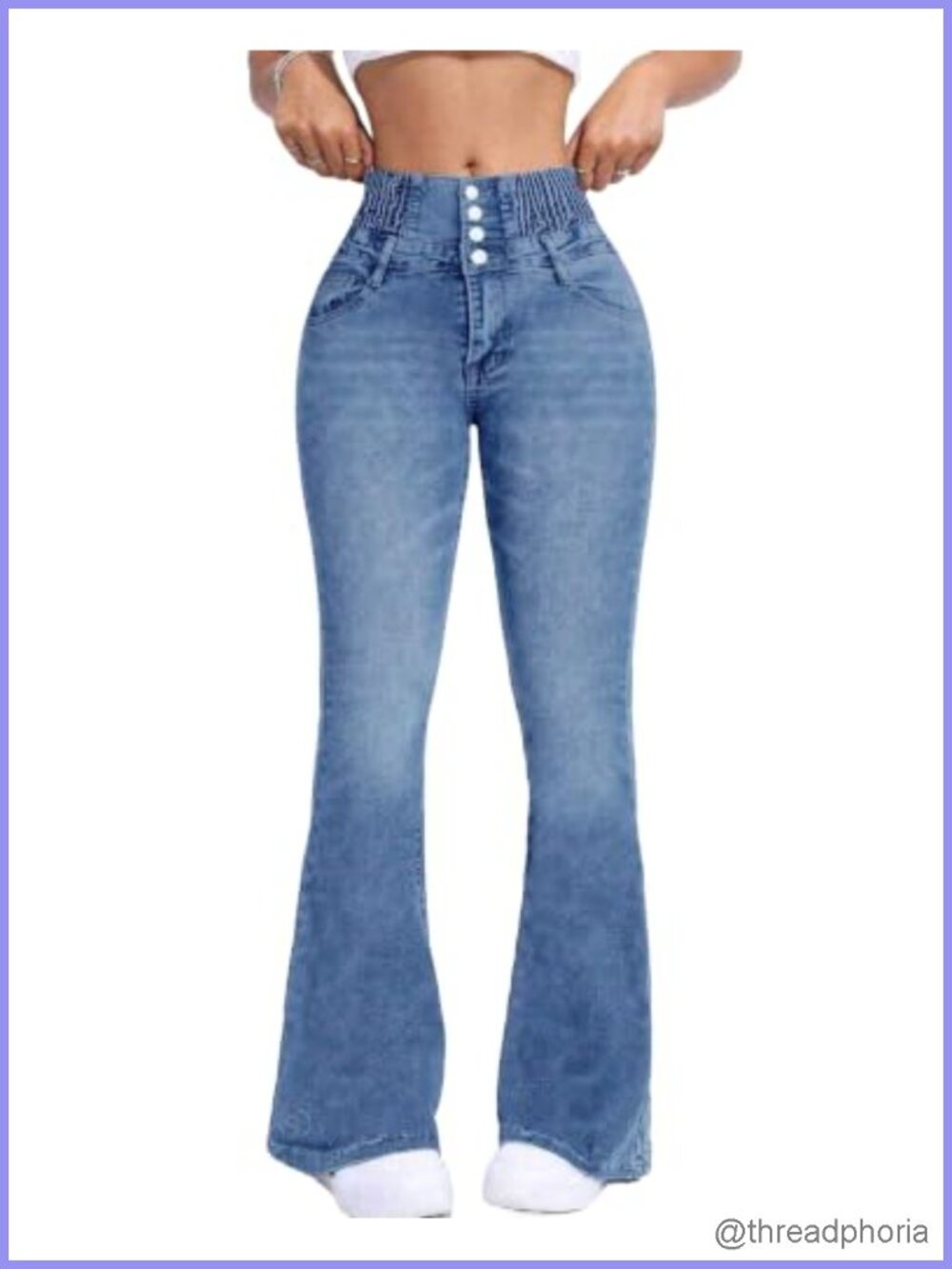 High Waisted Flare Jeans Stretchy Cotton Blend Denim Retro Bell Bottom